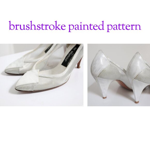 Vintage Stuart Weitzman for Mr Seymour White Painted Leather Mesh Stiletto Heel - Picture 7 of 10